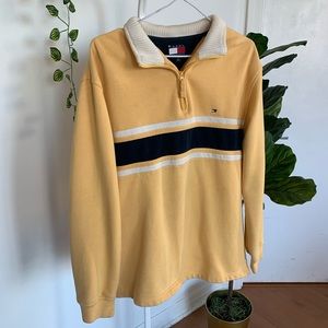 vintage tommy hilllfiger zip up yellow sweater